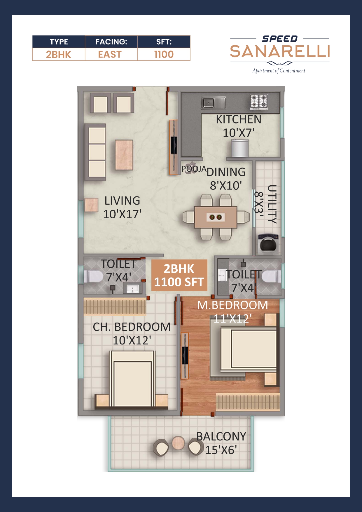 2BHK East 1100