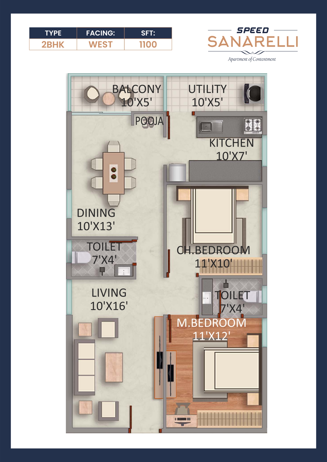 2BHK West 1100